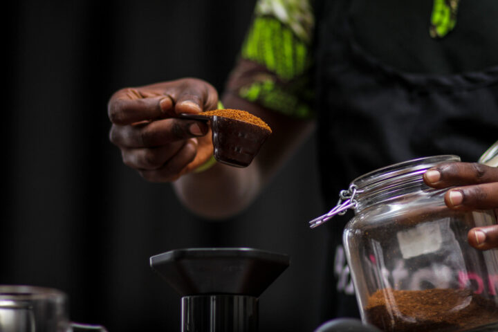 Barista making coffee